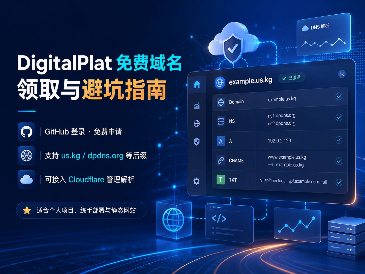 DigitalPlat 免费域名申请教程:GitHub 登录、Cloudflare 解析与避坑指南