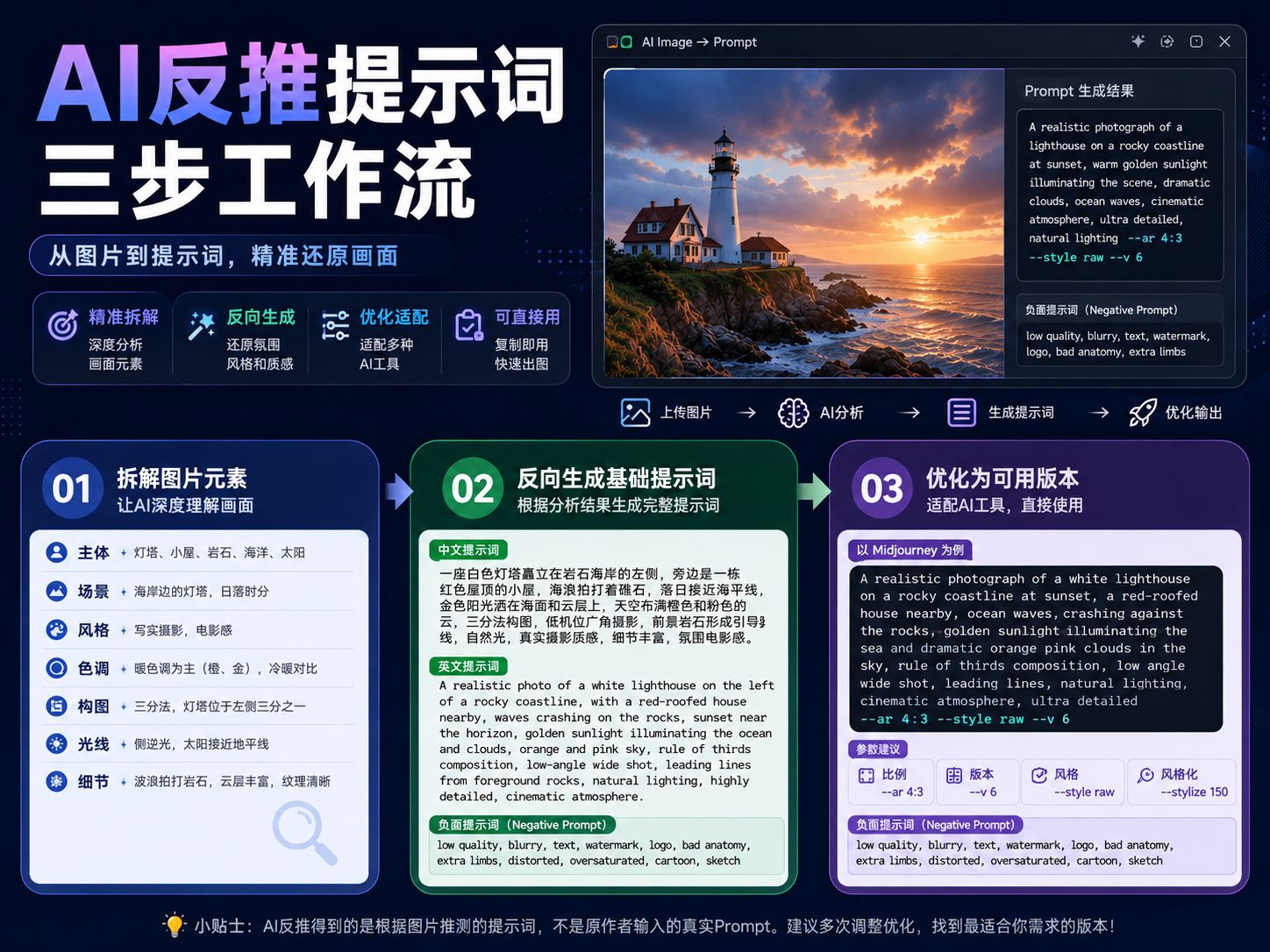 AI 反推提示词教程:3 步从参考图片生成可复用的生图提示词